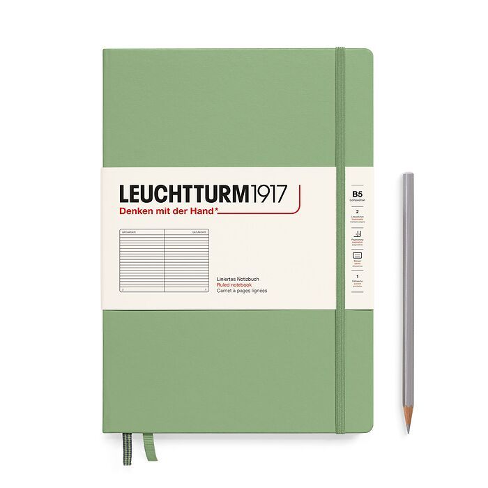 LEUCHTTURM1917 Notebook Hardcover Composition (B5), 219 p., ruled - Sage Green
