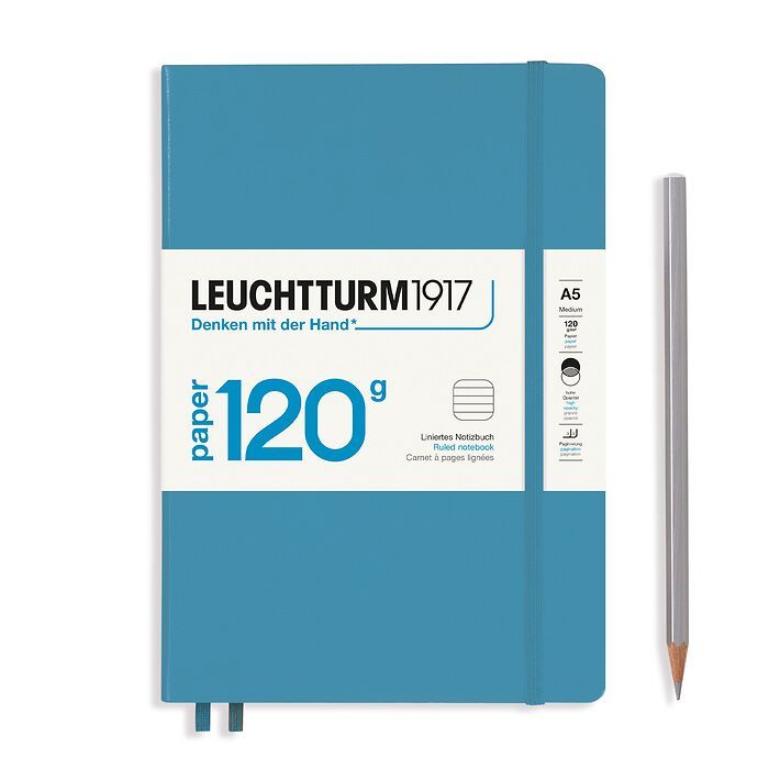 LEUCHTTURM1917 120g Premium Quality Paper Lined A5 Hardcover Notebook - Nordic Blue
