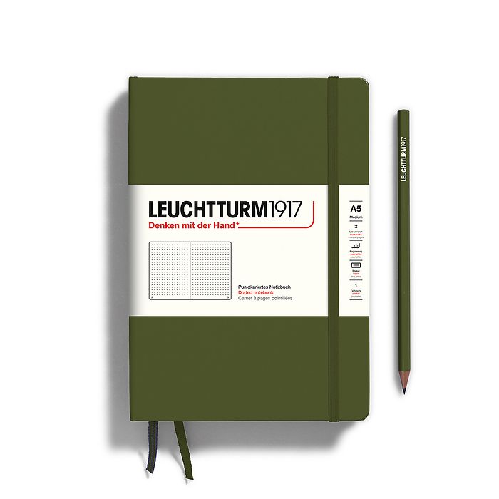 LEUCHTTURM1917 Hardcover Notebook Medium A5 Dotted  - Army Green