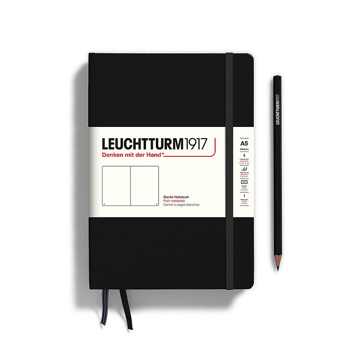 LEUCHTTURM1917 HC Notebook, Medium (A5), 251 p., Plain - Black