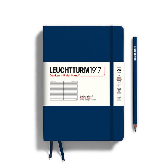 LEUCHTTURM1917 HC Notebook, Medium (A5), 251 p., Ruled - Navy Blue