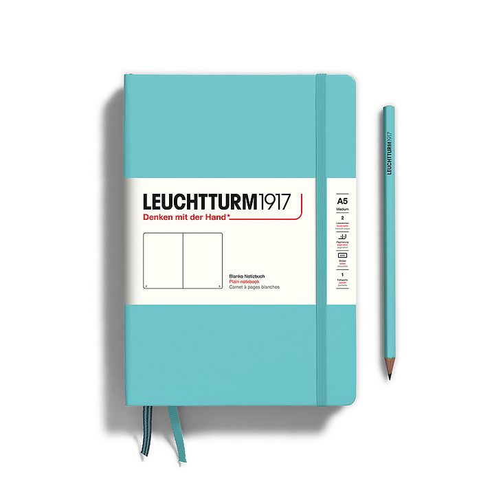 LEUCHTTURM1917 Hardcover Notebook Medium A5 Blank - Aquamarine Blue