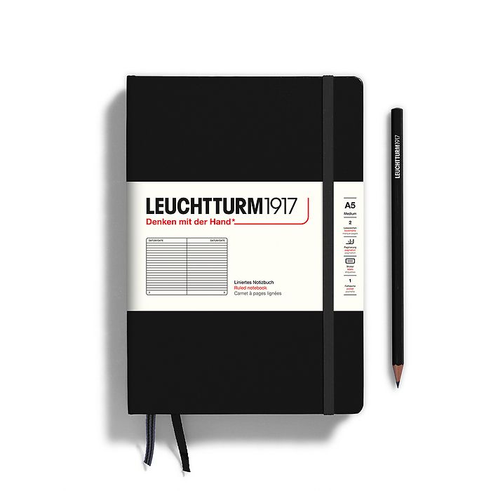 LEUCHTTURM1917 HC Notebook, Medium (A5), 251 p., Ruled - Black