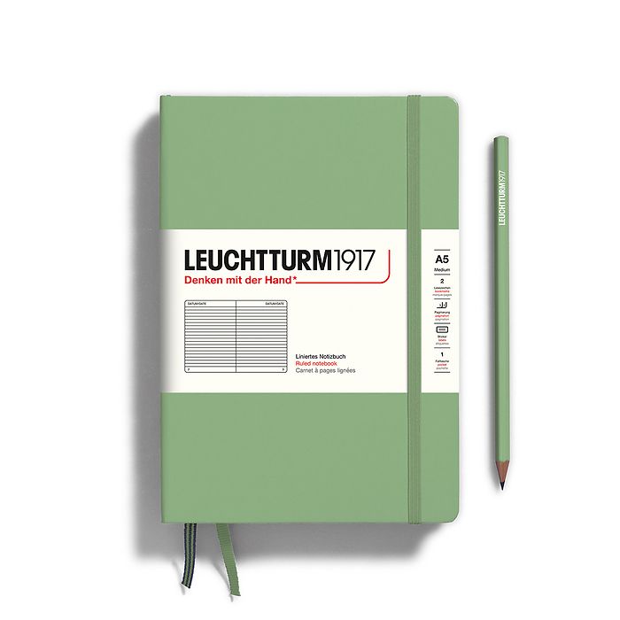 LEUCHTTURM1917 HC Notebook, Medium (A5), 251 p., Ruled - Sage Green
