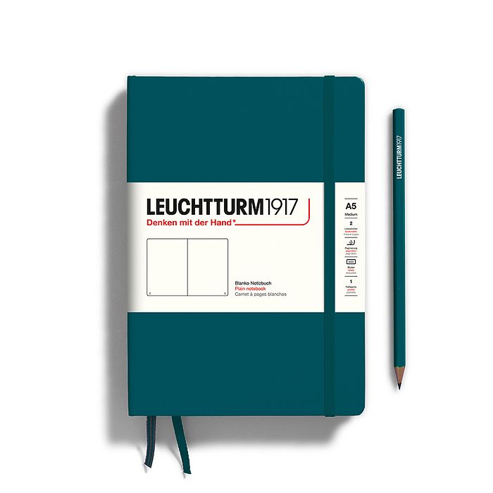 LEUCHTTURM1917 Hardcover Notebook Medium A5 Plain - Pacific Green
