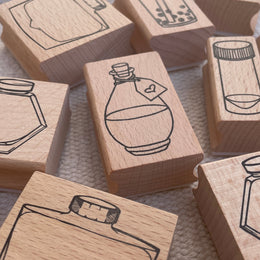 Saiko Stationery Wooden Handle Ink Swatching Stamp - Hexagon Ink Bottle