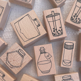 Saiko Stationery Wooden Handle Ink Swatching Stamp - Japanese Ink Bottle