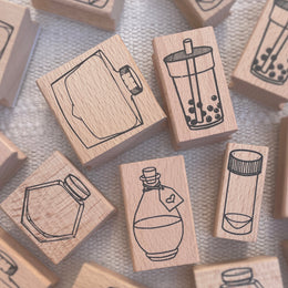 Saiko Stationery Wooden Handle Ink Swatching Stamp - Hexagon Ink Bottle